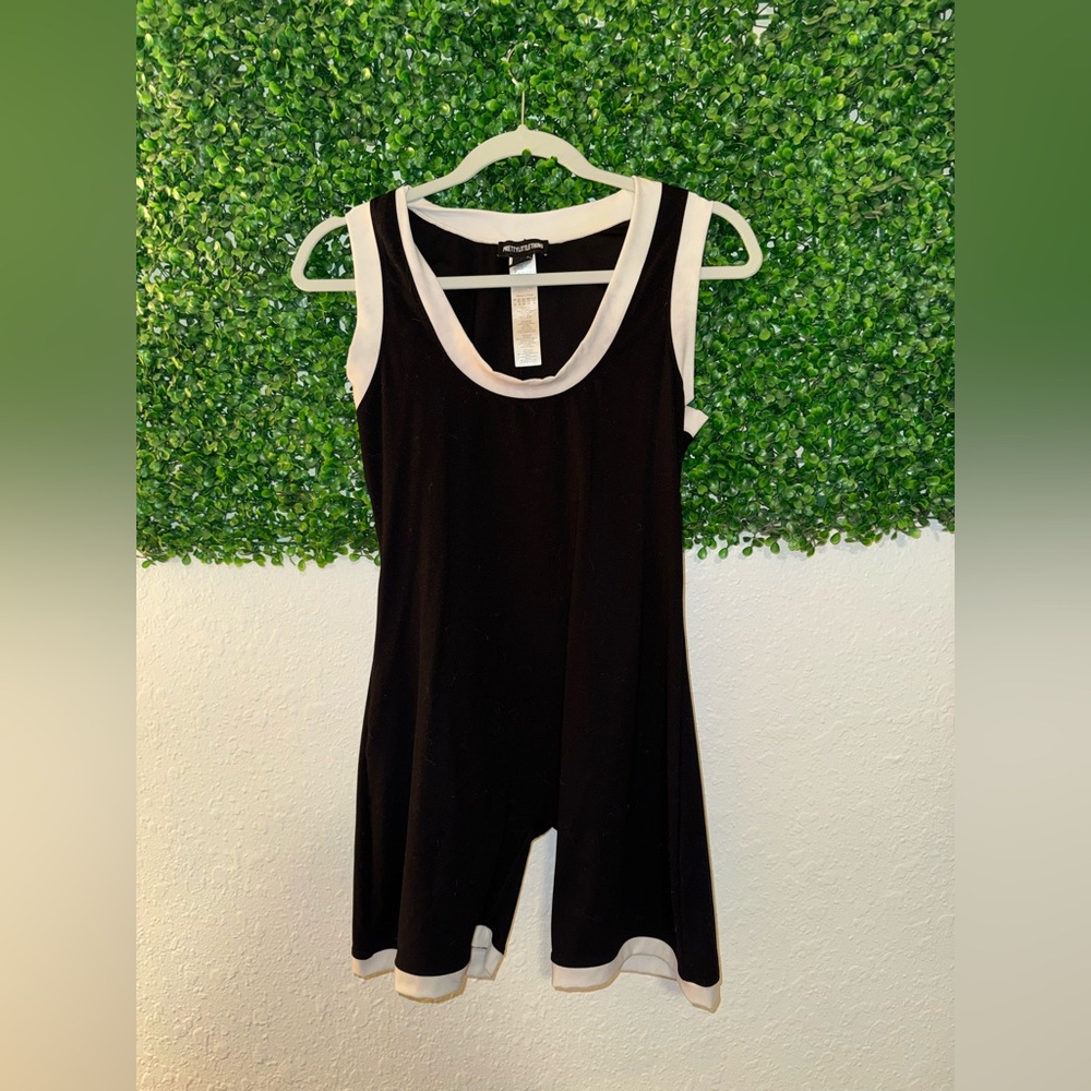 PrettyLittleThing Black Romper With White Trim